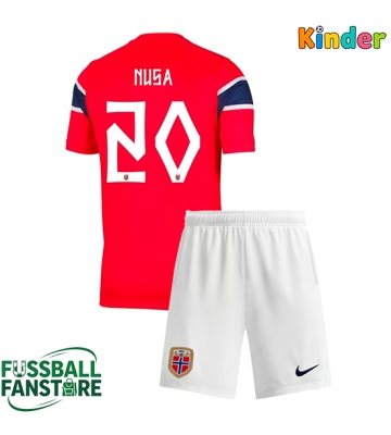 Norwegen Antonio Nusa #20 Replik Heimtrikot Kinder WM 2026 Kurzarm (+ Kurze Hosen)